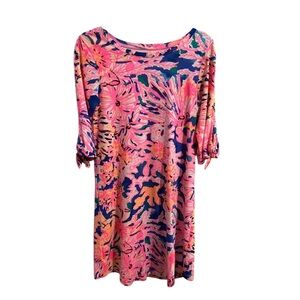 Lilly Pulitzer Person Dress Nauti Pink Navy Boho Bateau Style Excellent Small